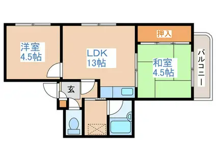 ブルームハイツ(2LDK/2階)の間取り写真