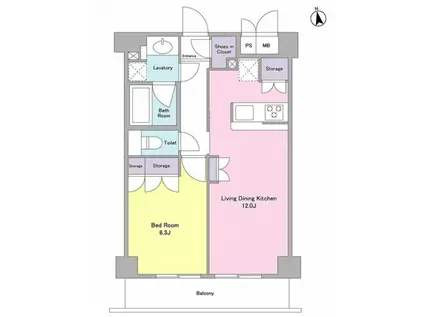 シティカレント代官山(1LDK/1階)の間取り写真