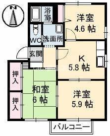 メゾン・アムール A棟(3K/2階)の間取り写真