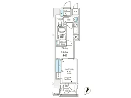 ロイジェント駒込六義園(1DK/9階)の間取り写真