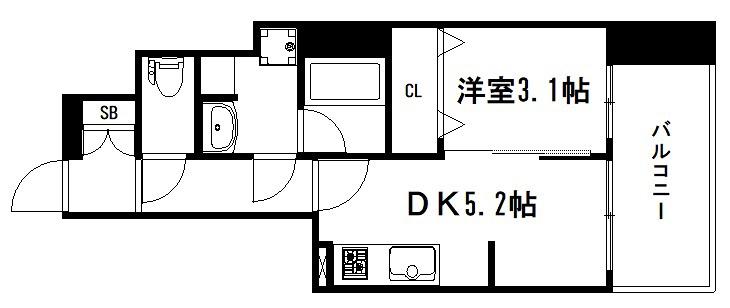 アスヴェル京都西大路サウス(1DK/4階)の間取り写真