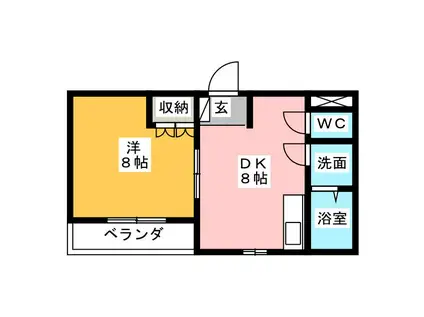 サン・クレスト(1DK/1階)の間取り写真