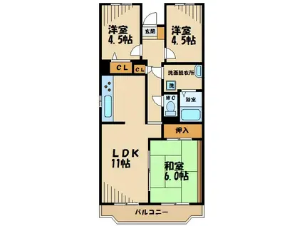 ヴェルドミール(3LDK/2階)の間取り写真
