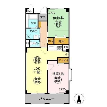 ル・モンテストS(2LDK/3階)の間取り写真