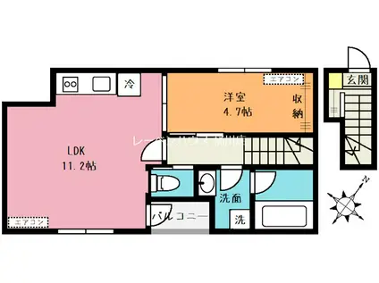 グランツリー桶川(1LDK/2階)の間取り写真