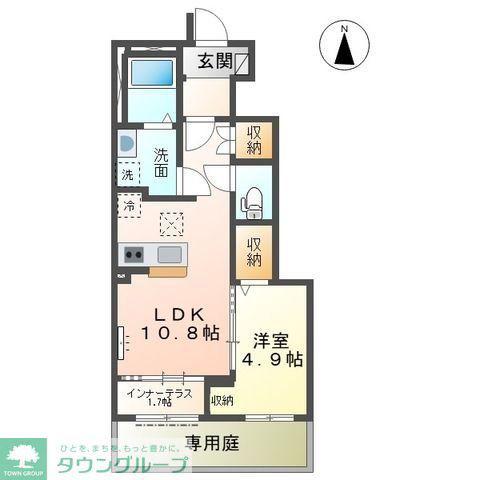 柳島アパートA棟計画(1LDK/1階)の間取り写真