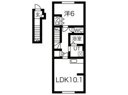 COURT LUANA(1LDK/2階)の間取り写真