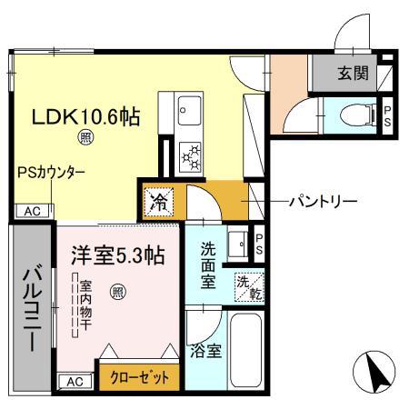 CHAINON(1LDK/2階)の間取り写真