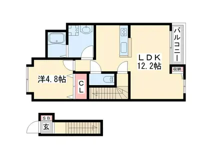 アルモ ディモーラ(1LDK/2階)の間取り写真