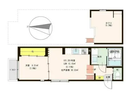 ハーモニーテラス大宮II(1LDK/1階)の間取り写真