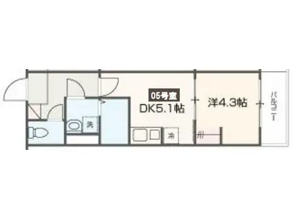 メルディアレジデンス梅屋敷(1DK/3階)の間取り写真