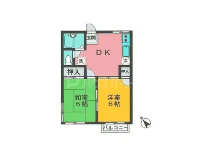 プランドール(2DK/1階)の間取り写真