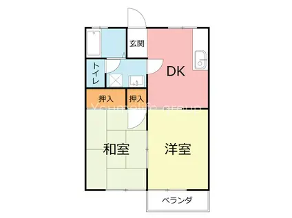 YNハイツII(2DK/1階)の間取り写真