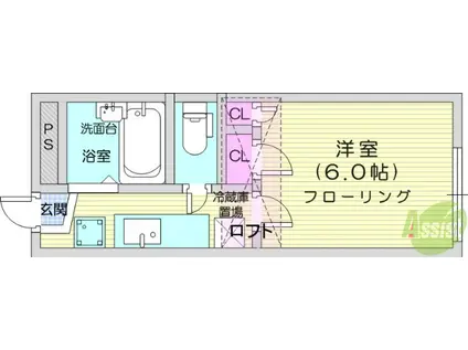 エアリーヒルズ(1K/1階)の間取り写真