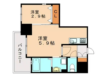 ラグーナ黒崎(1DK/8階)の間取り写真