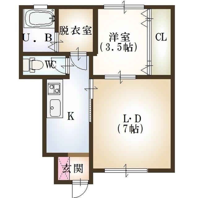 プラタナス旭町(2K/1階)の間取り写真