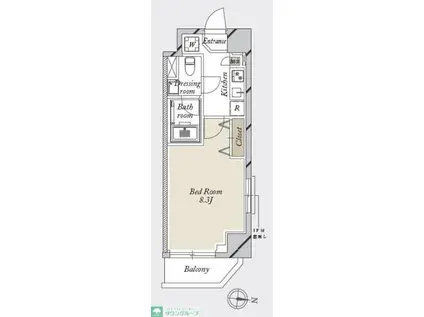 グランカーサ住吉(1K/1階)の間取り写真