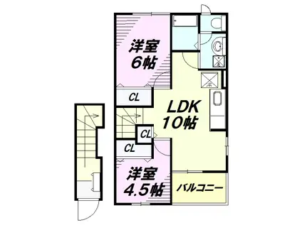 サジテリアスA(2LDK/2階)の間取り写真