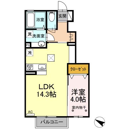 ラヴィベール(1LDK/1階)の間取り写真
