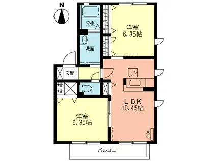 サンファミリアB(2LDK/1階)の間取り写真
