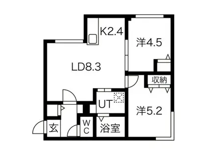 グランツ山鼻169(2LDK/3階)の間取り写真