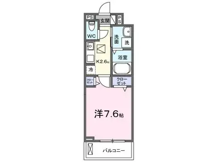 ヒカルサ 小牧田県イースト(1K/1階)の間取り写真