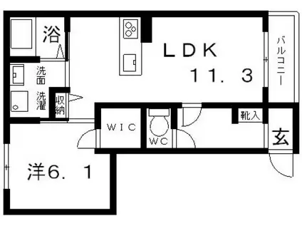 ヴィラーチェ 高鷲A棟(1LDK/1階)の間取り写真