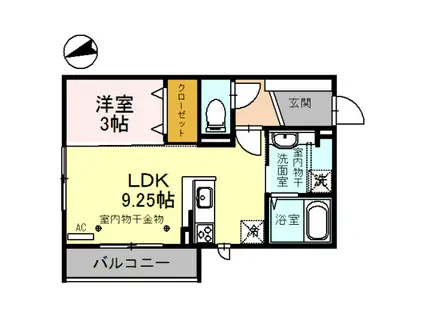 ＩＲいしかわ鉄道 金沢駅 バス乗車時間：42分 最寄りバス停で下車 徒歩8分 3階建 築8年(1LDK/2階)の間取り写真