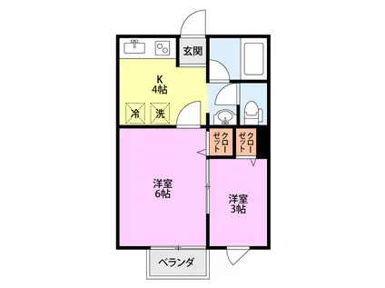 ミスターブラウンA(2K/2階)の間取り写真