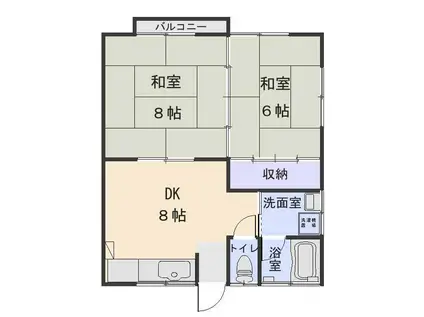 コーポ丸光B棟(2DK/2階)の間取り写真