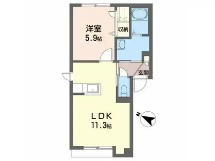 GLまつもり(1LDK/1階)の間取り写真