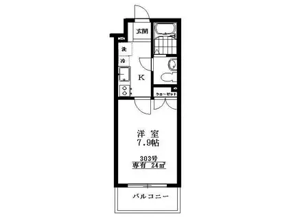 オーキッドコート高輪(1K/3階)の間取り写真