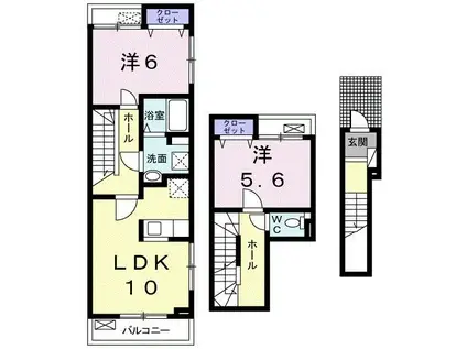 セイバリーI(2LDK/2階)の間取り写真