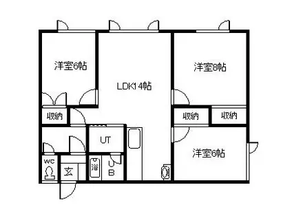 しべつハイツ(3LDK/2階)の間取り写真