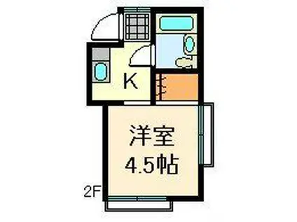 コーポ来島(1K/2階)の間取り写真