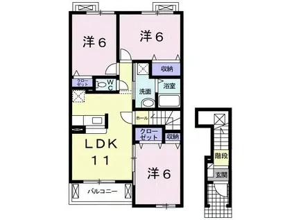 エレガント館 I(3LDK/2階)の間取り写真