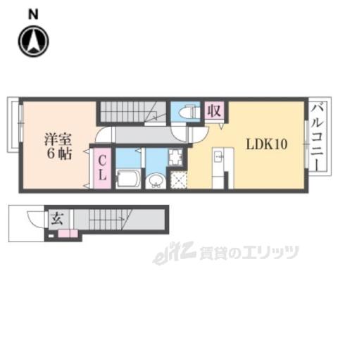 ブローテ(1LDK/2階)の間取り写真