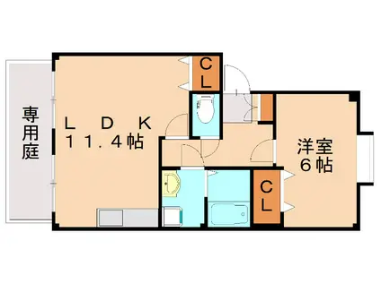 ファミールシティ(1LDK/2階)の間取り写真