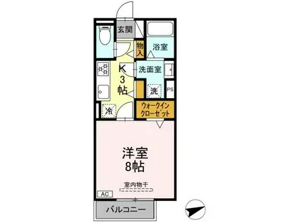 セレスティア黒野(1K/2階)の間取り写真