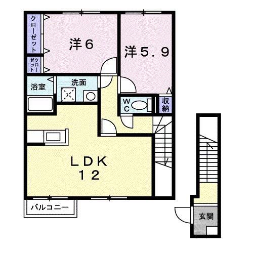 プラシード(2LDK/2階)の間取り写真