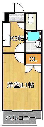 F′S FLATS古船場(1K/8階)の間取り写真