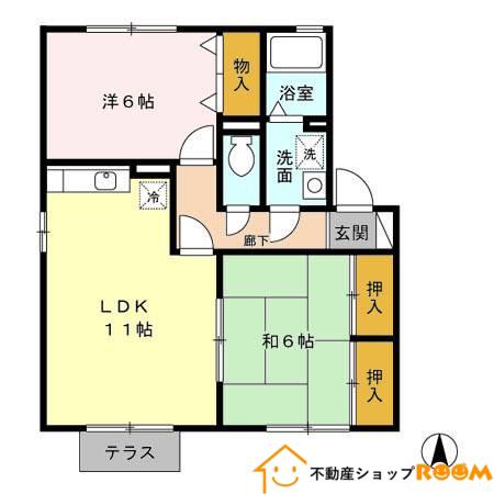 アークフラッツII C棟(2LDK/1階)の間取り写真