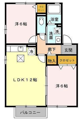 グリーンパークE棟(2LDK/1階)の間取り写真