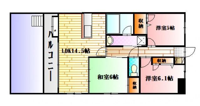 フレシールA館(3LDK/1階)の間取り写真