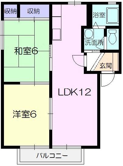 レジデンス川良 (2LDK/2階)の間取り写真
