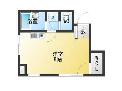 エクスクルーシブ白山(ワンルーム/2階)の間取り写真