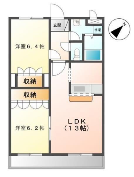 セレーナプリマ(2LDK/2階)の間取り写真