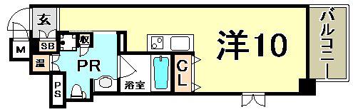 レジディア神戸磯上(ワンルーム/13階)の間取り写真