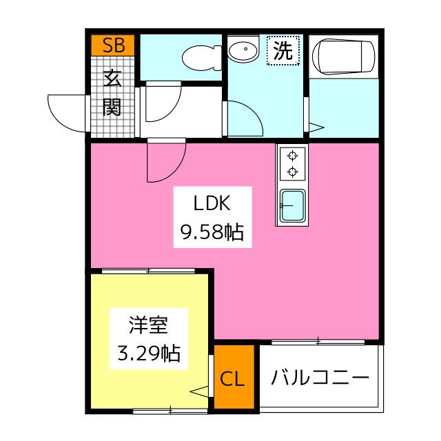 上白水3丁目AP(1LDK/1階)の間取り写真