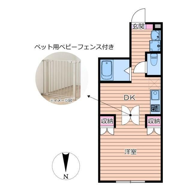 BRILLANTE PAWS 舎人(1DK/2階)の間取り写真